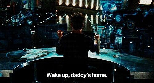 Iron Man at his workstation: wake up, daddy’s home