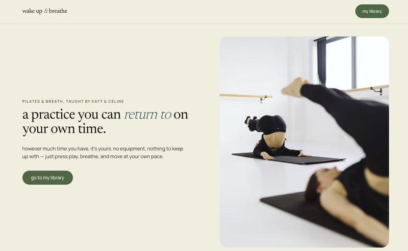 Screenshot of the Wake Up & Breathe landing page: a practice you can return to on your own time